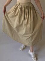 دامن زنانه الارا لینن چین دار فری سایز نگیسه (8)